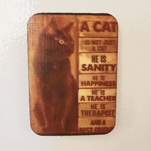 Retro,Wood Refrigerator magnet /mini wall hanging. Cat...best friend